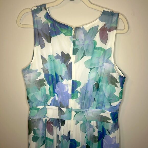 Anne Klein Blue and White Floral Maxi Sun Dress-Perfect for Easter or Showers 14 - Picture 3 of 4